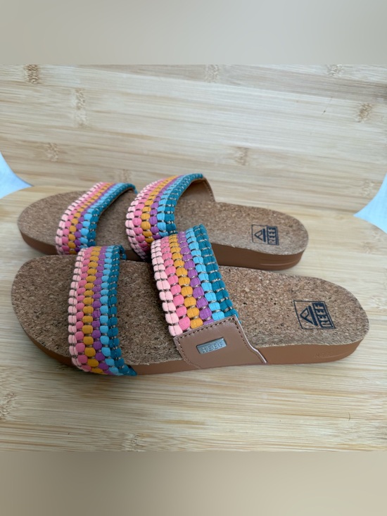 Reef Shoes - Reef Women’s Cork Slide Sandals Size 9 Colorful Woven Double Strap Comfort